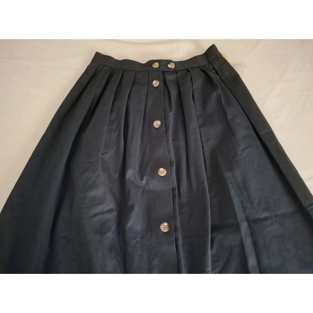 Vtg 80s Gray Pleated Twill Skirt Front-Button Cotton Blend NWT Sz 4/6